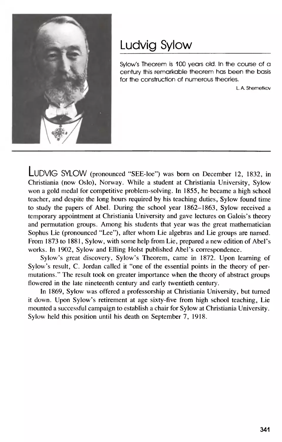Biography of Ludvig Sylow