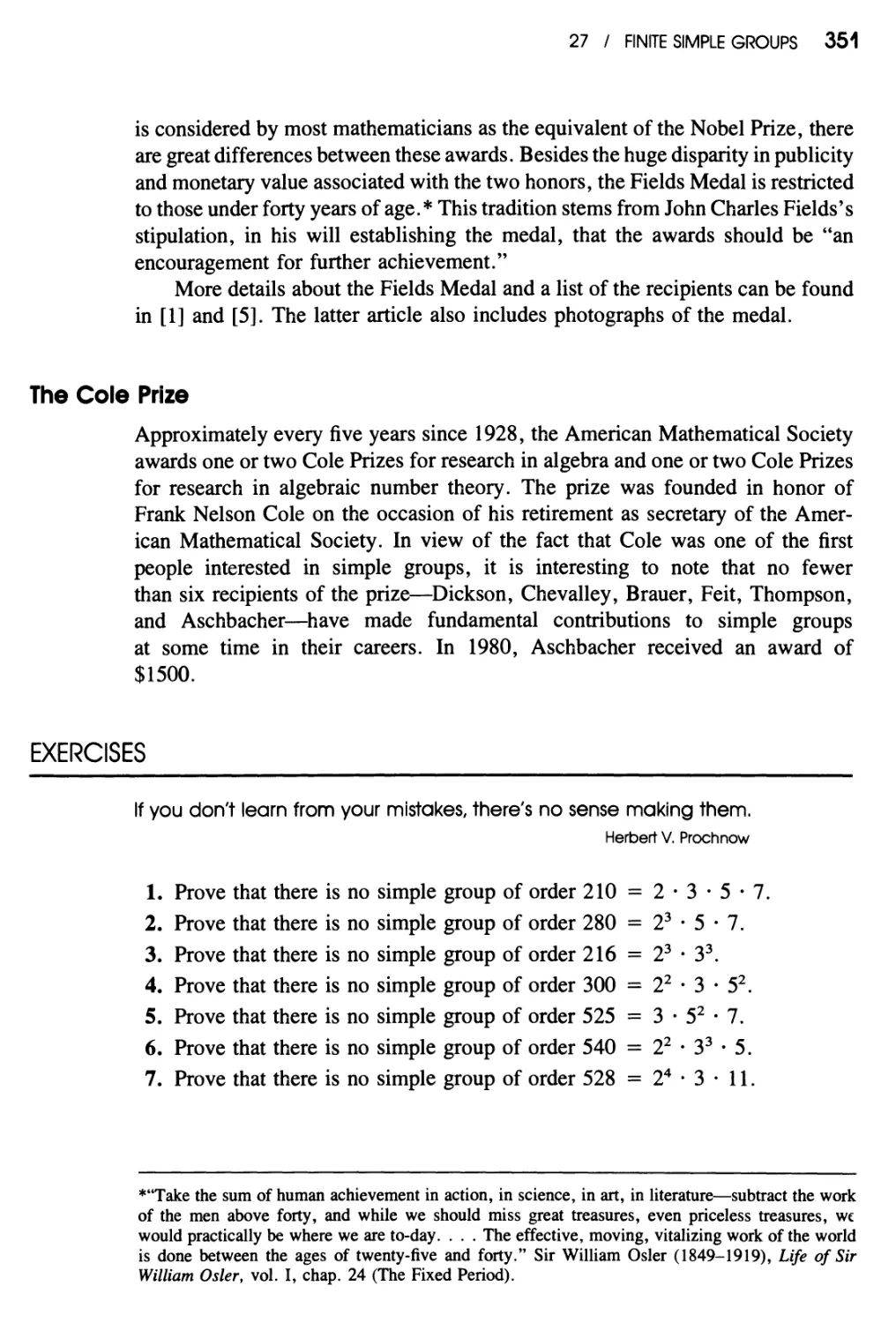 The Cole Prize
Exercises