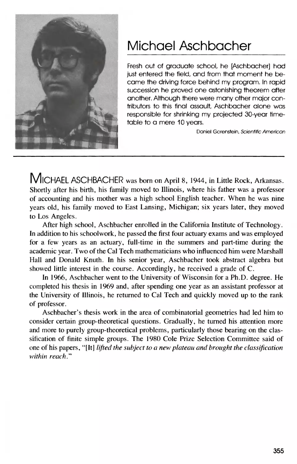 Biography of Michael Aschbacher