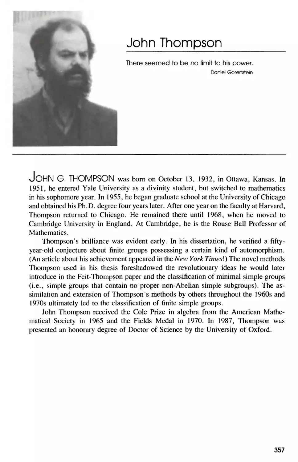 Biography of John Thompson