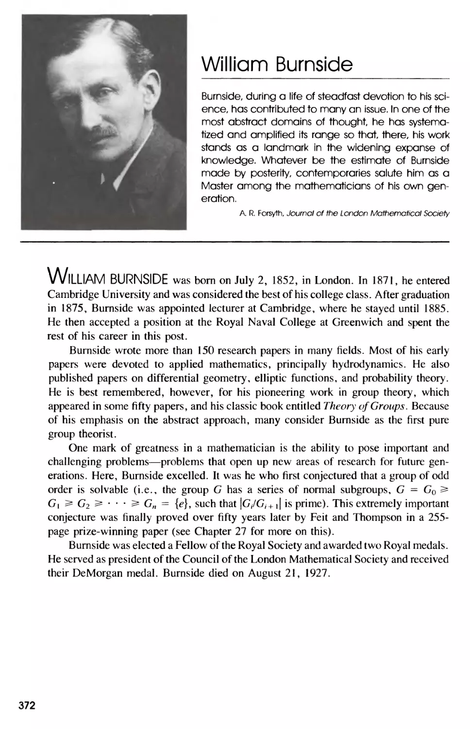 Biography of William Burnside