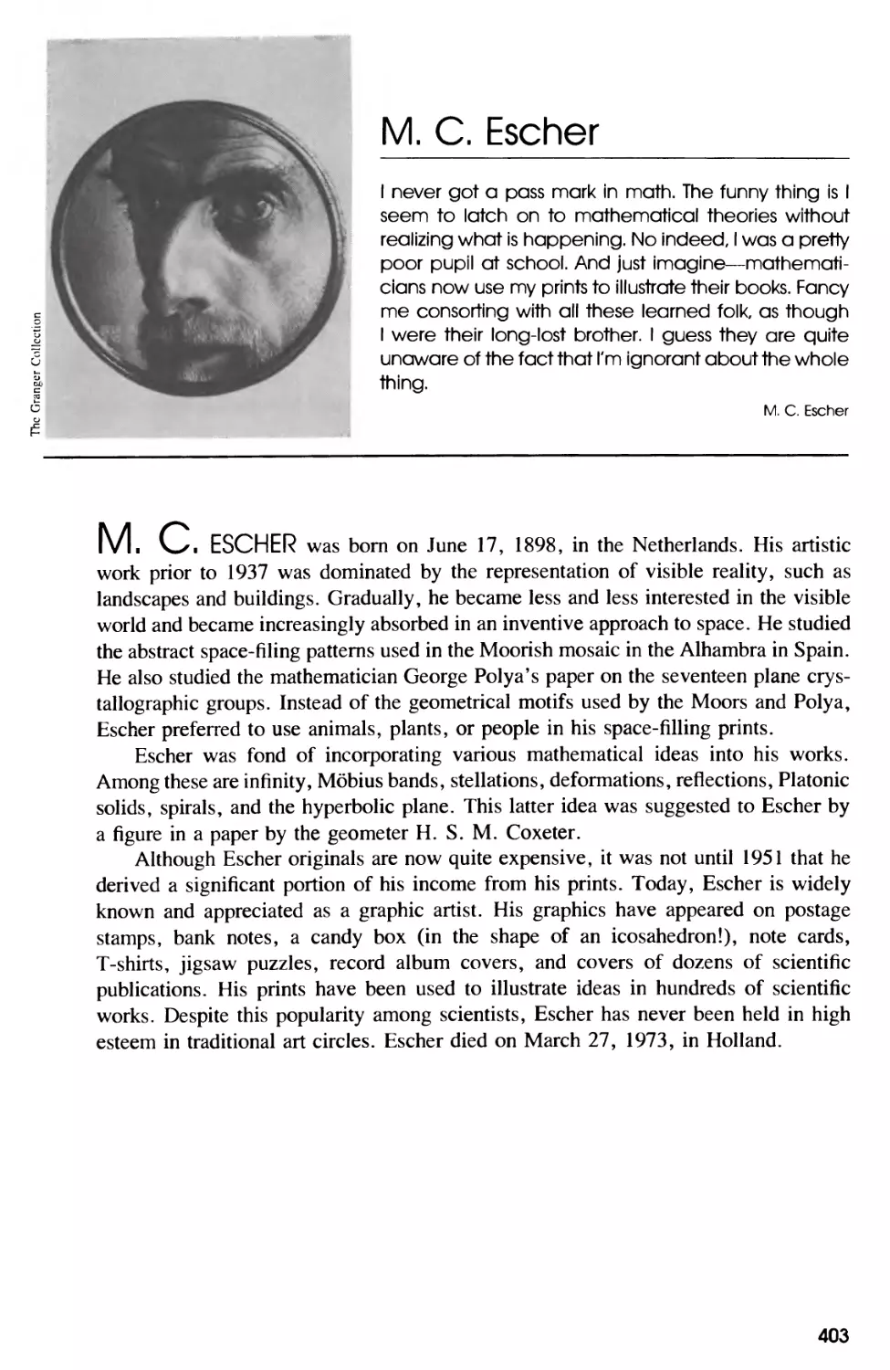 Biography of M. C. Escher