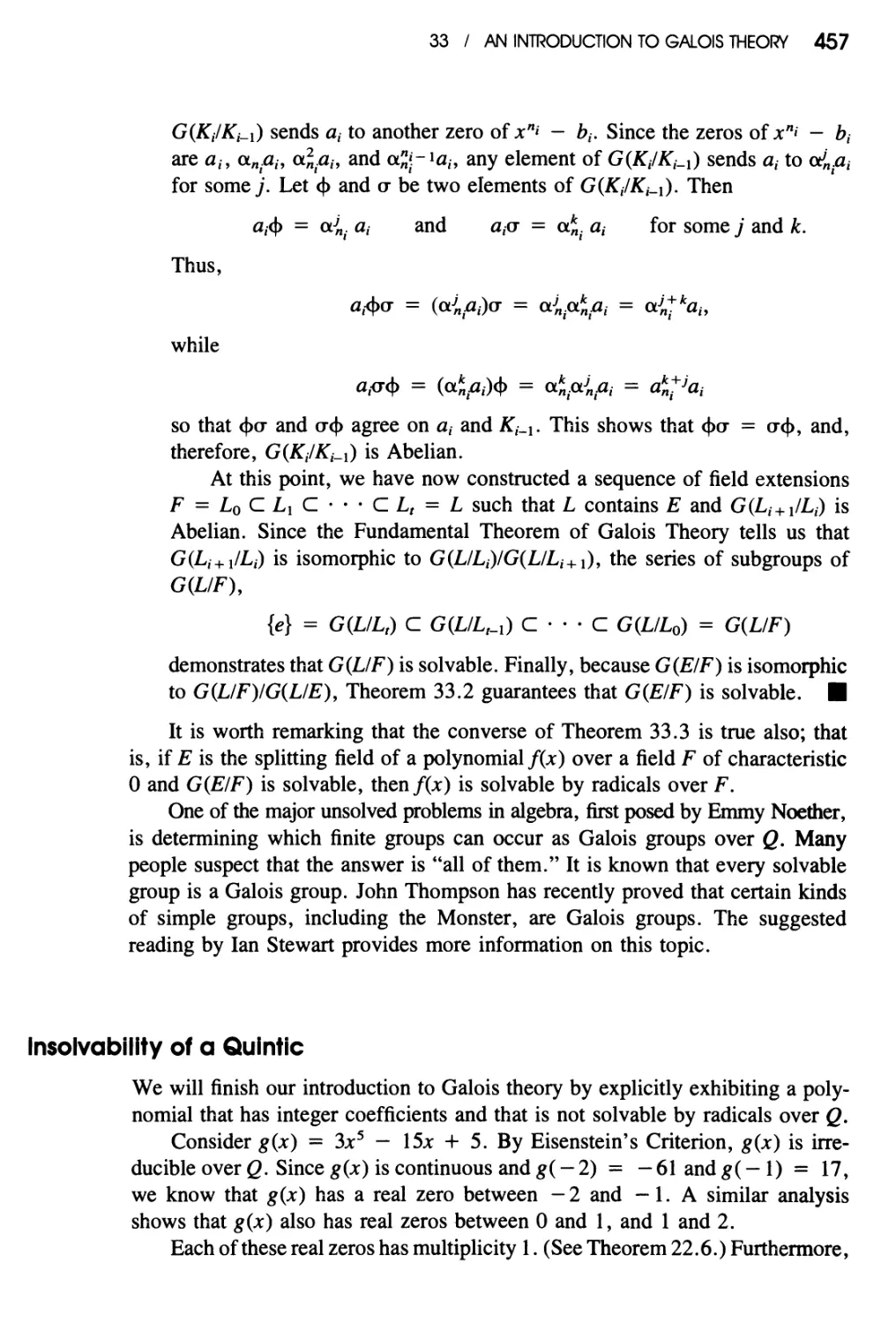 Insolvability of a Quintic