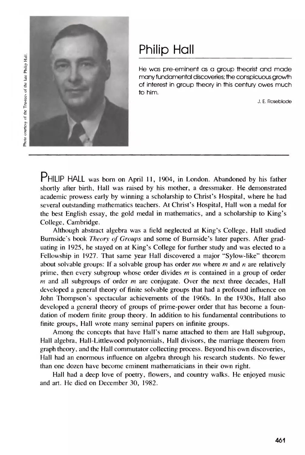 Biography of Philip Hall