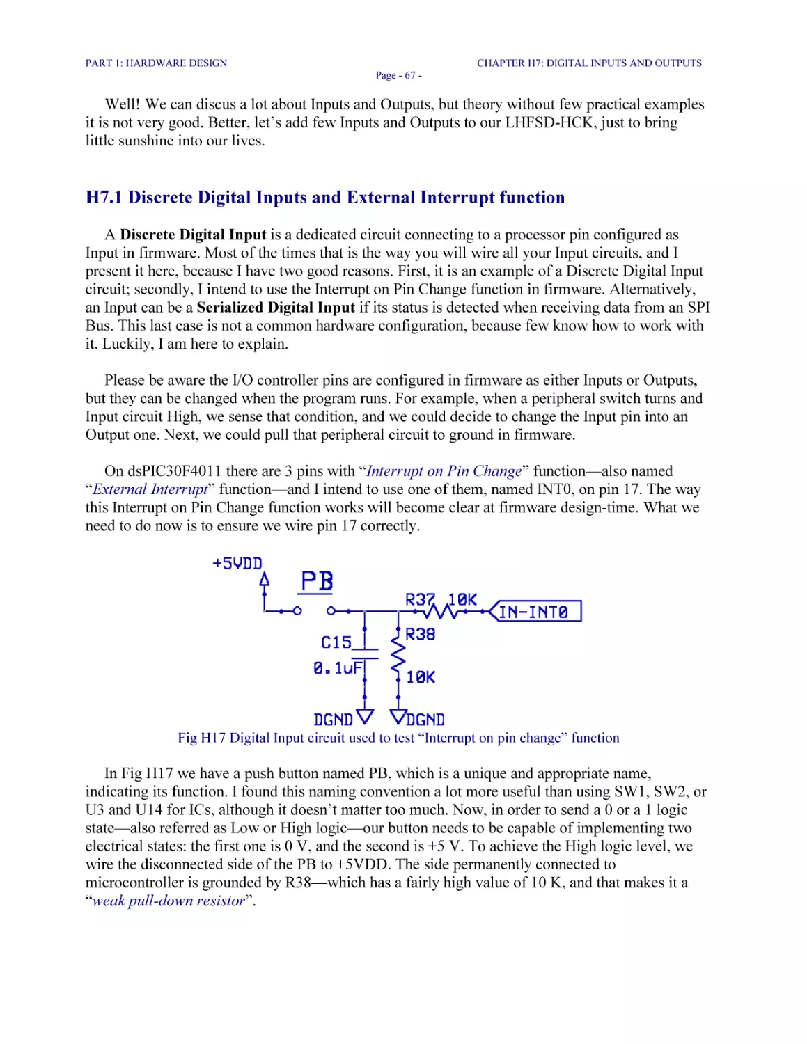 H7.1 Discrete Digital Inputs and External Interrupt function