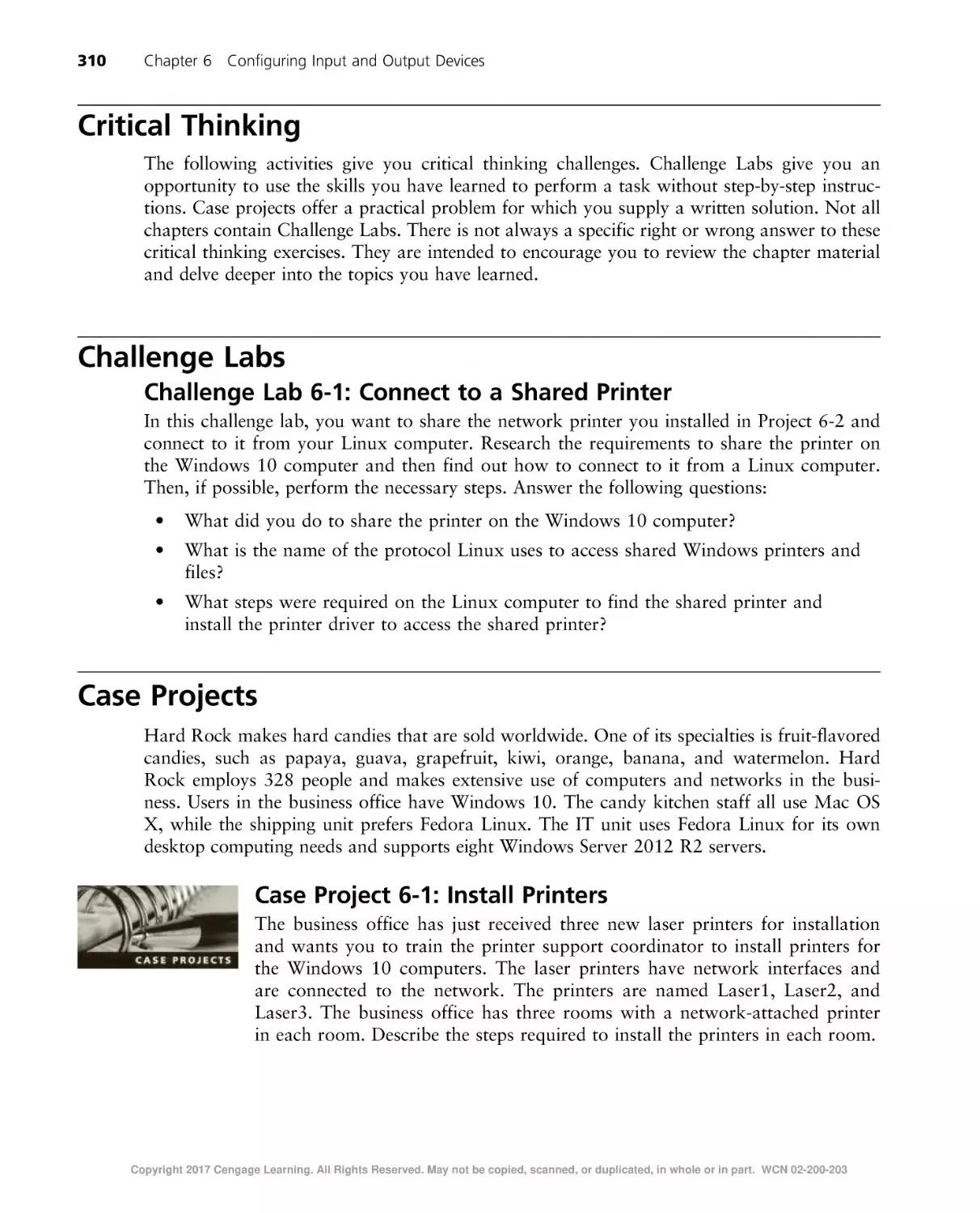 Critical Thinking
Challenge Labs
Challenge Lab 6-1
Case Projects
Case Project 6-1