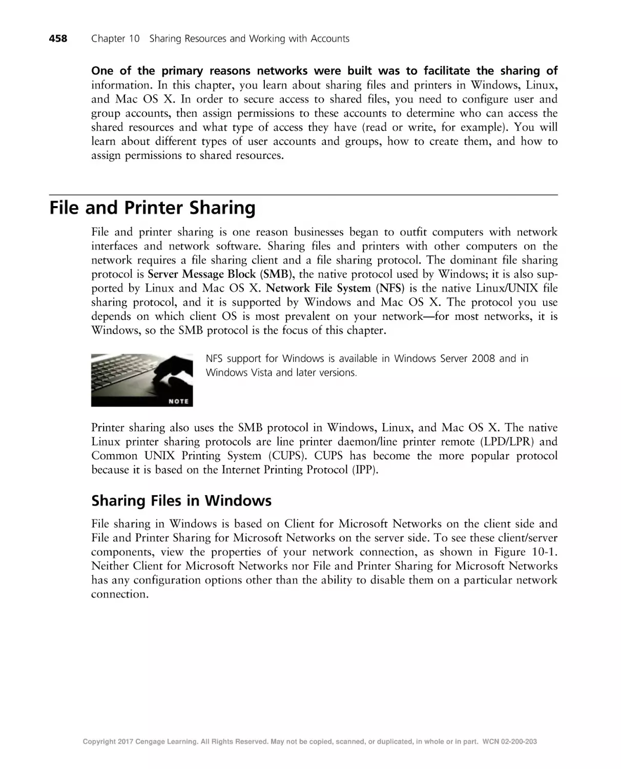 File and Printer Sharing
Sharing Files in Windows