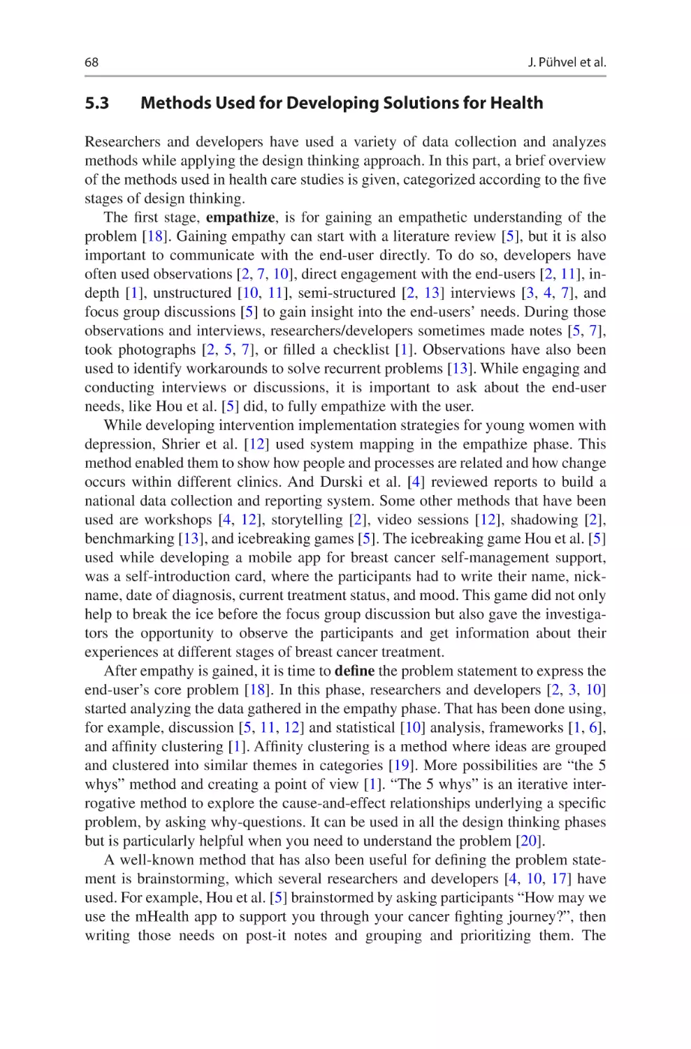 5.3	 Methods Used for Developing Solutions for Health