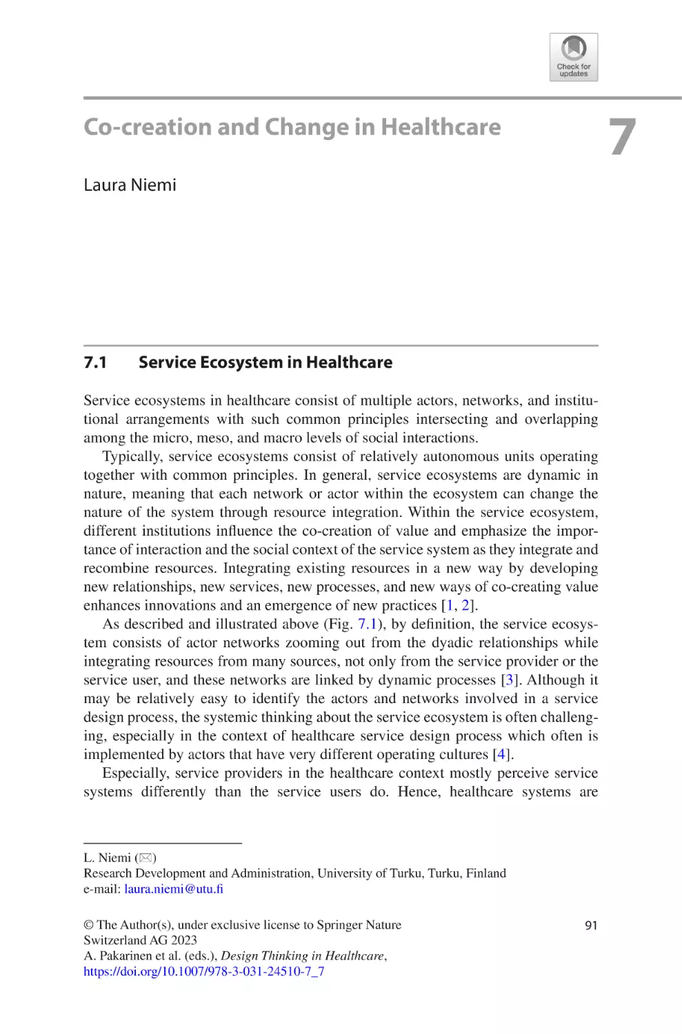 7
7.1	 Service Ecosystem in Healthcare