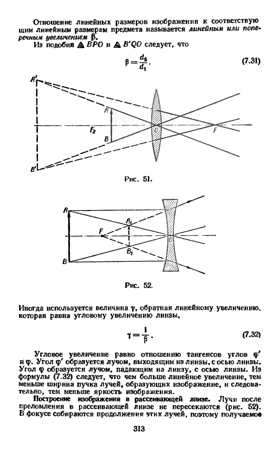 Построение изображения в рассеивающей линзе