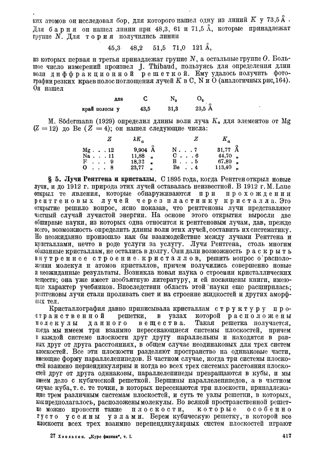 § 5. Лучи Рентгена и кристаллы