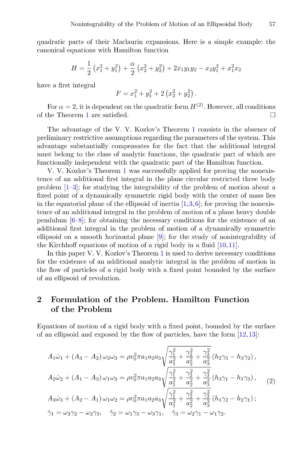 2 Formulation of the Problem. Hamilton Function of the Problem