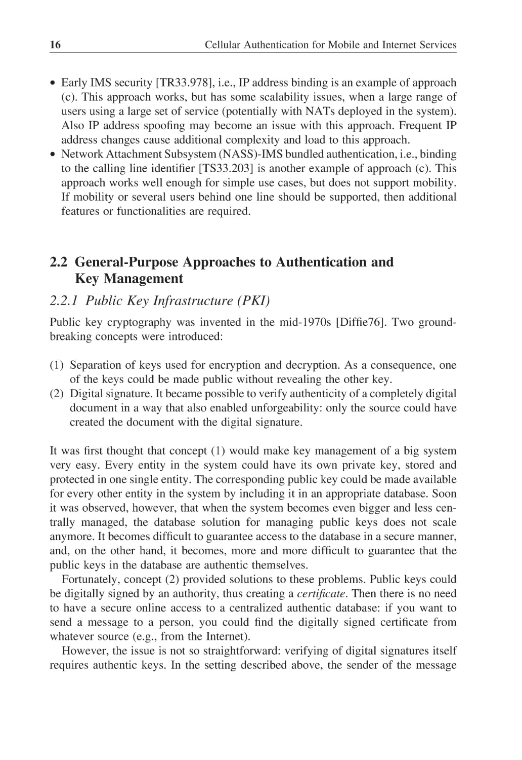 2.2 General-Purpose Approaches to Authentication and Key Management
2.2.1 Public Key Infrastructure (PKI)