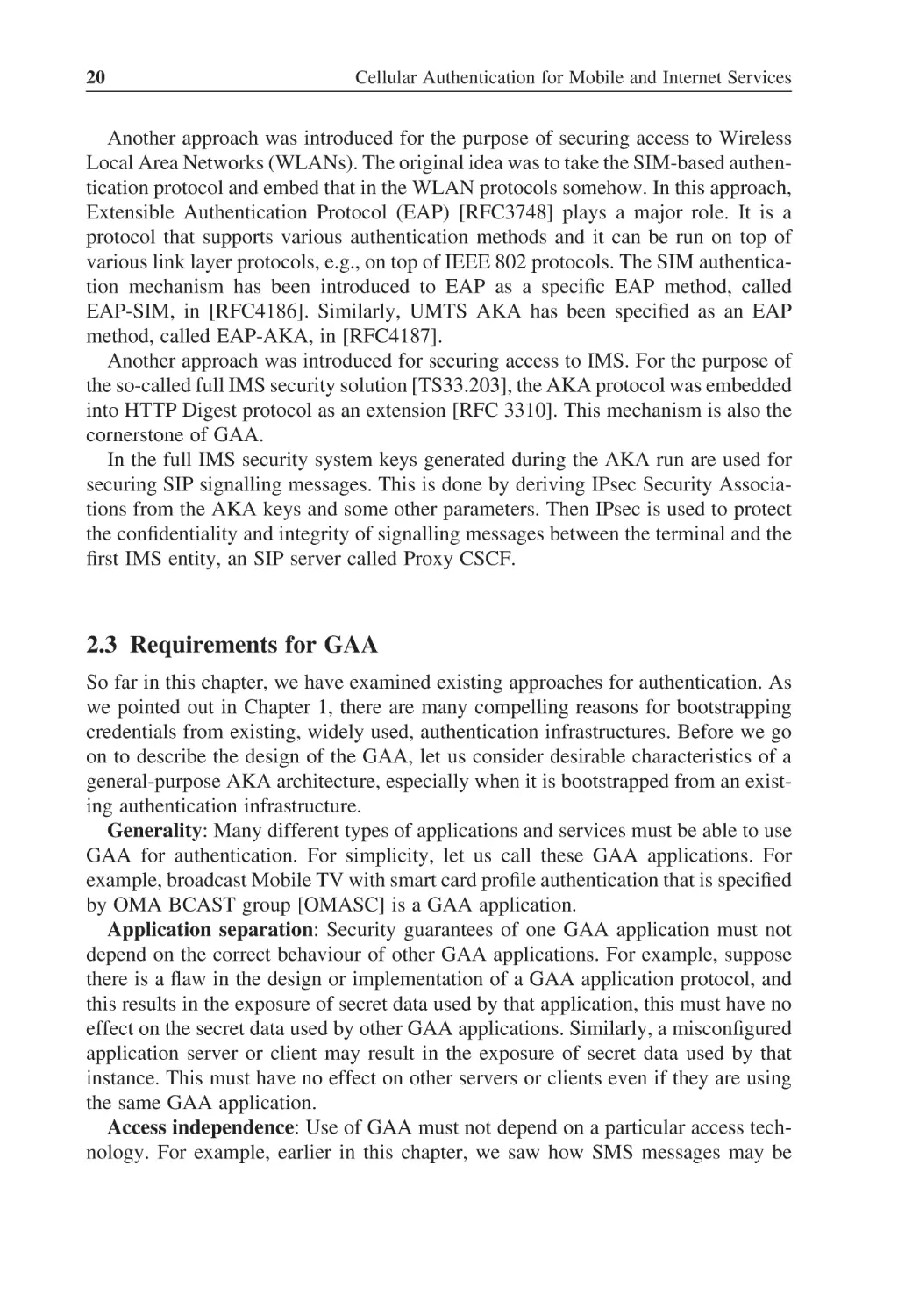 2.3 Requirements for GAA