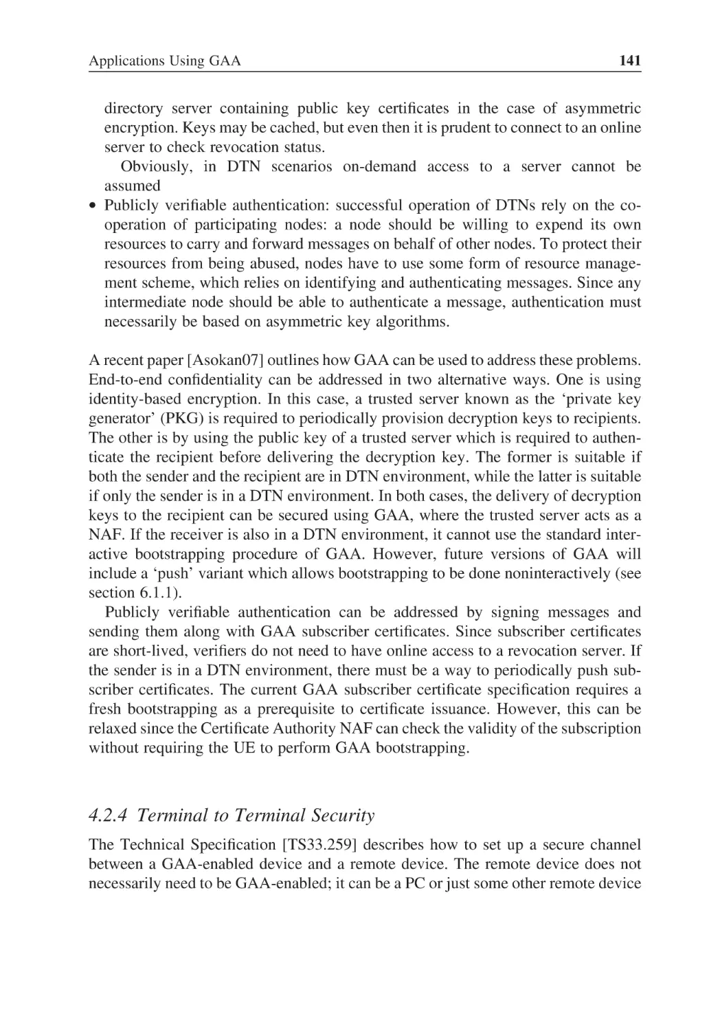 4.2.4 Terminal to Terminal Security