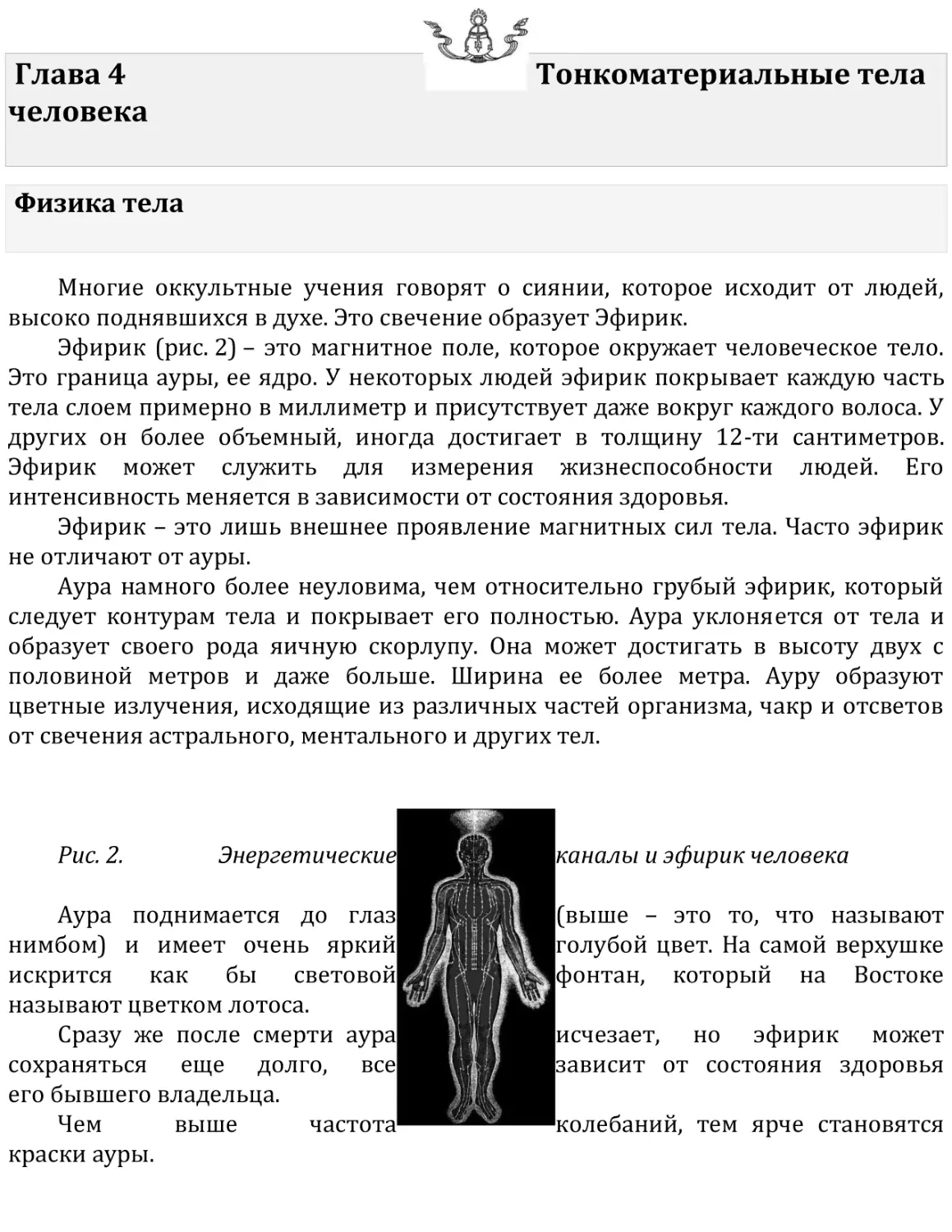 Глава 4   Тонкоматериальные тела человека
Физика тела