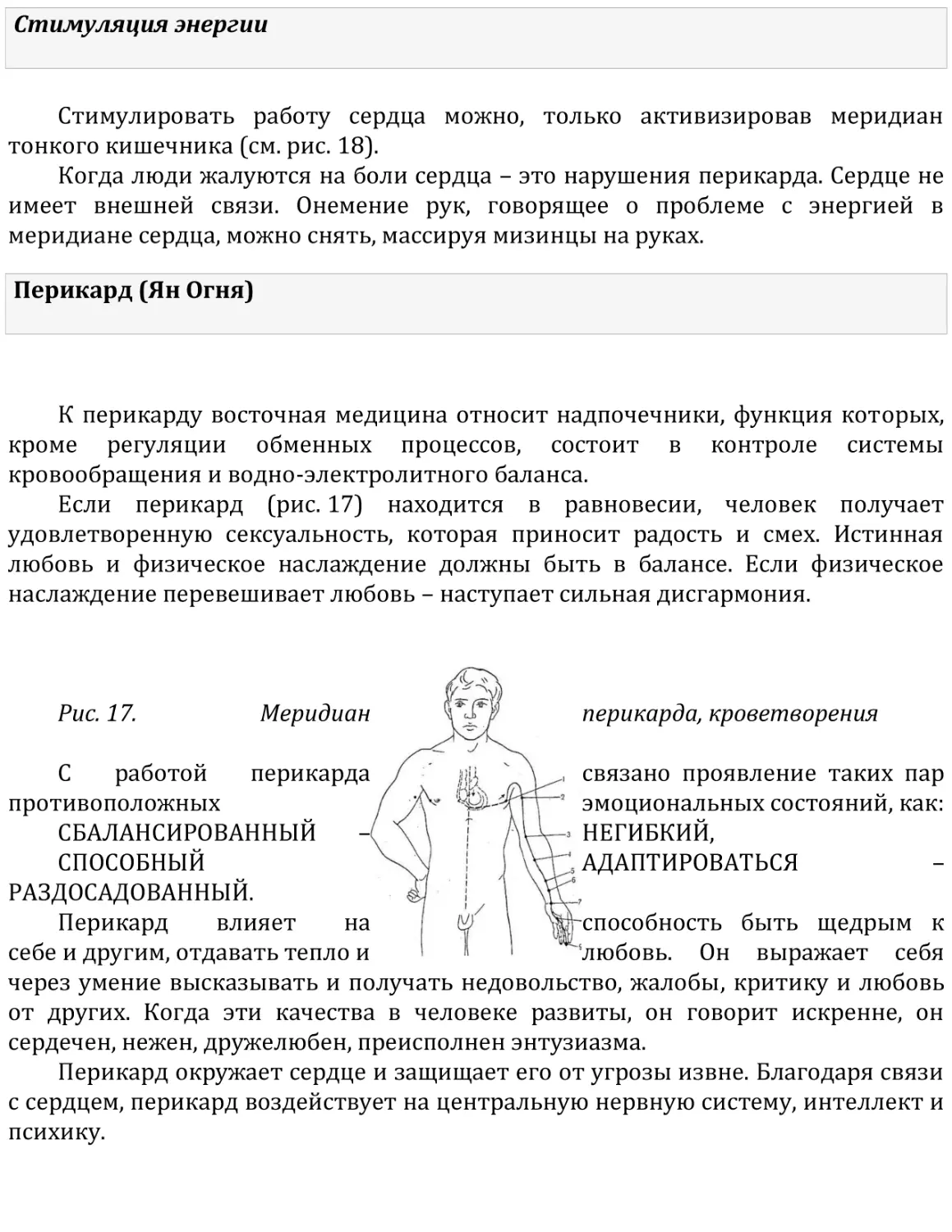 Стимуляция энергии
Перикард (Ян Огня)