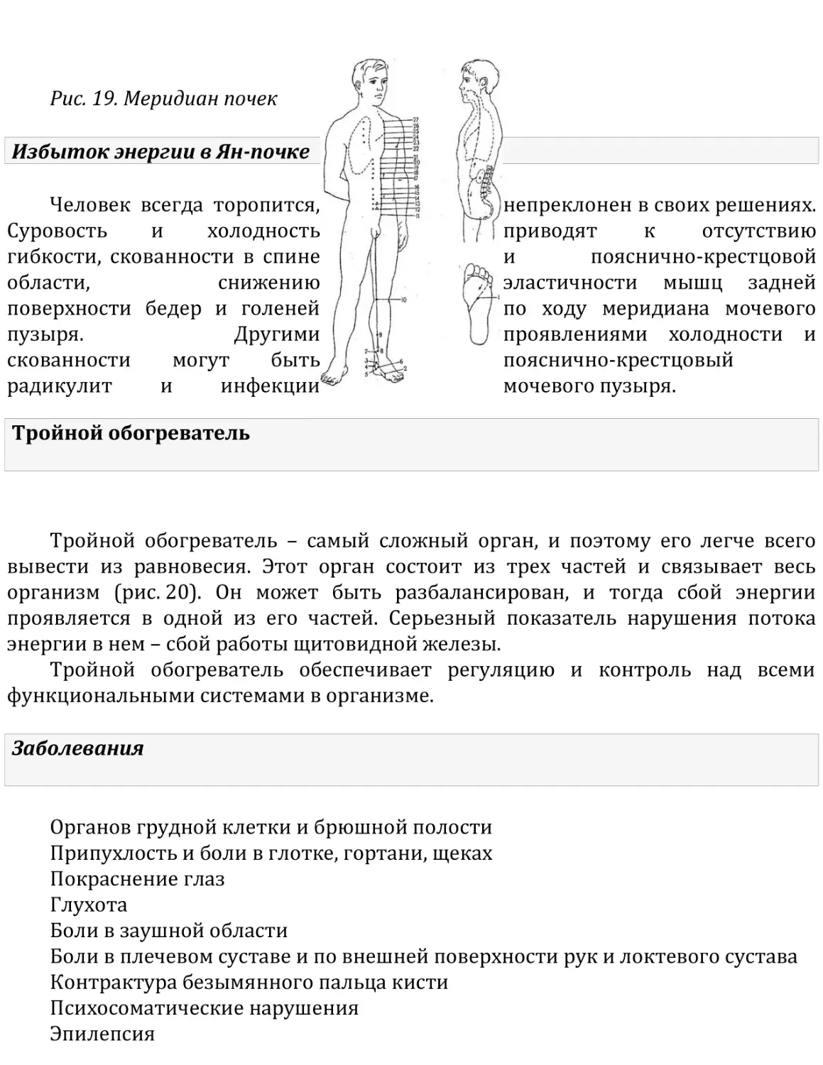 Избыток энергии в Ян-почке
Тройной обогреватель
Заболевания