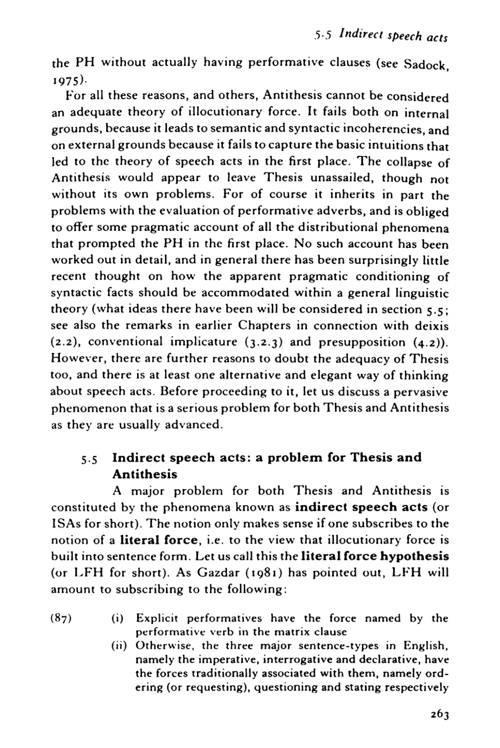 5.5 Indirect speech acts: a problem for Thesis and Antithesis