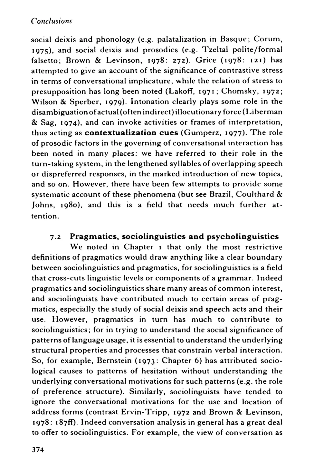 7.2 Pragmatics, sociolinguistics and psycholinguistics