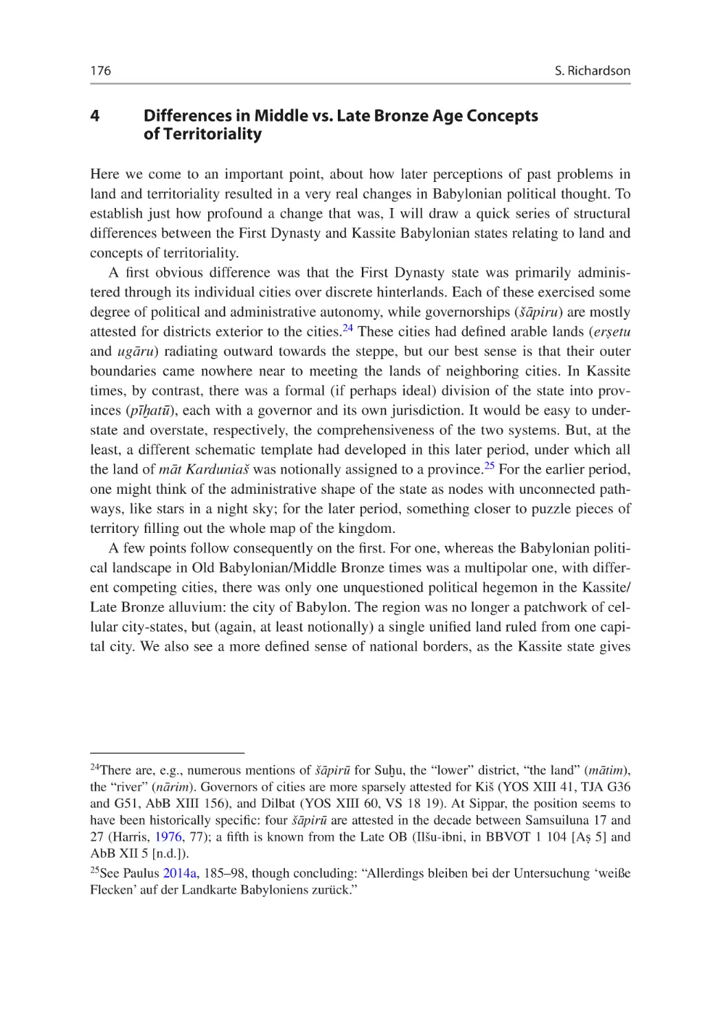 4	Differences in Middle vs. Late Bronze Age Concepts of Territoriality